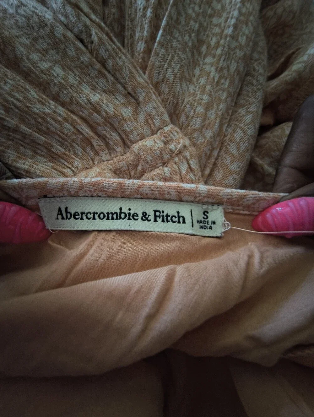 Abercrombie & Fitch Peach Ditsy Floral  Maxi Dress S Boho Cottage Summer Party